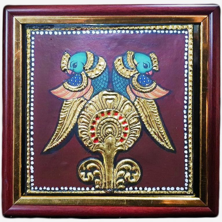 Buy Parrot Tanjore painting Online | Trogons .com